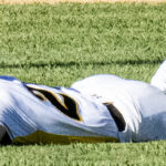 Left-fielder, Jeremy Giesegh, lays out for a fast-sinking line drive (versus NBO Sacramento, Sunday, July 30th, 2023).